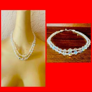 Vintage Lady Ellen AuroraBorealis Crystal Necklace